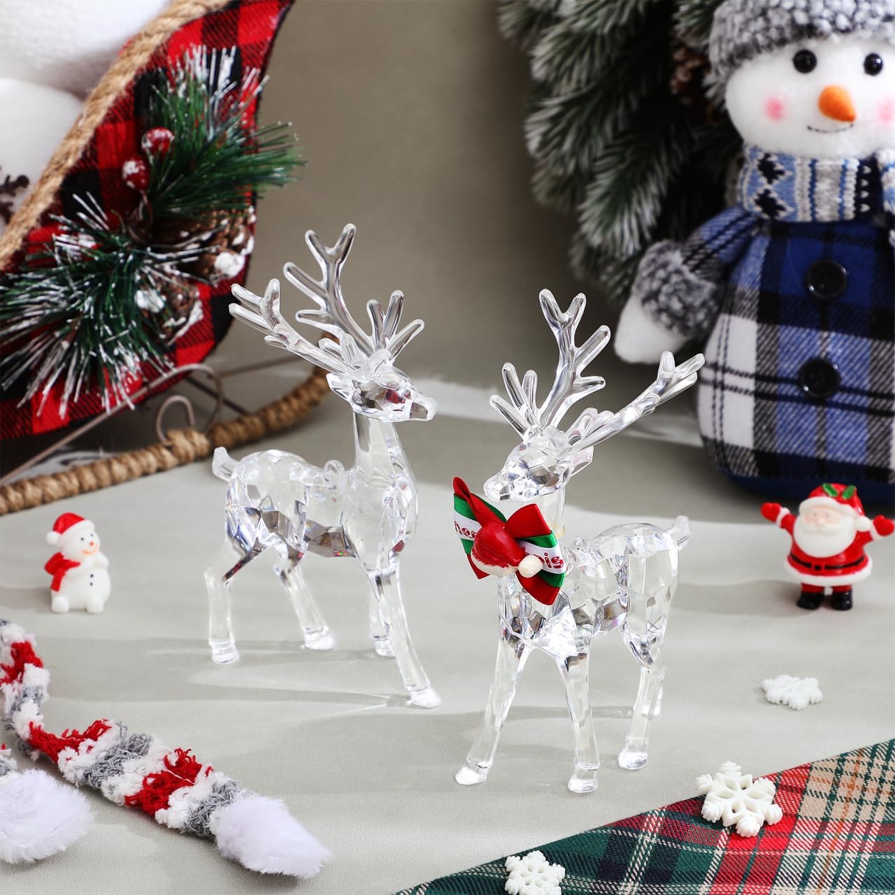 Baluue 2Pcs Acrylic Reindeer Christmas Ornaments, Clear Elk Deer Figurines for Crafts, Standing Plastic Animal Statue for Winter Holiday Tabletop Decor, Xmas Tree Pendants - Image 6