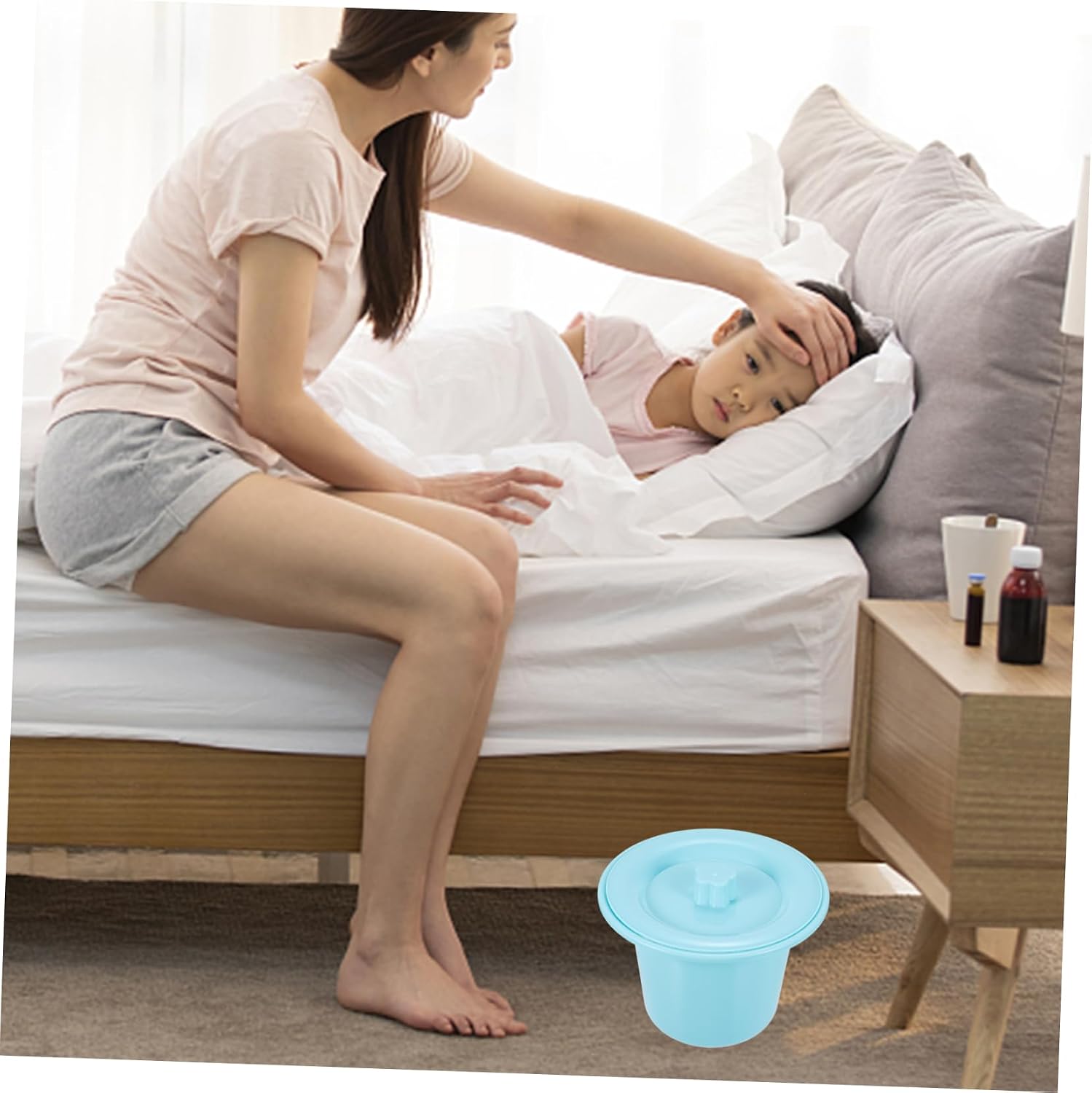 KOMBIUDA 2pcs Disability Aid Portable Urinal Pot Thick Spittoon Sealed Lid for Bed Pan Easy Cleaning for Ages
