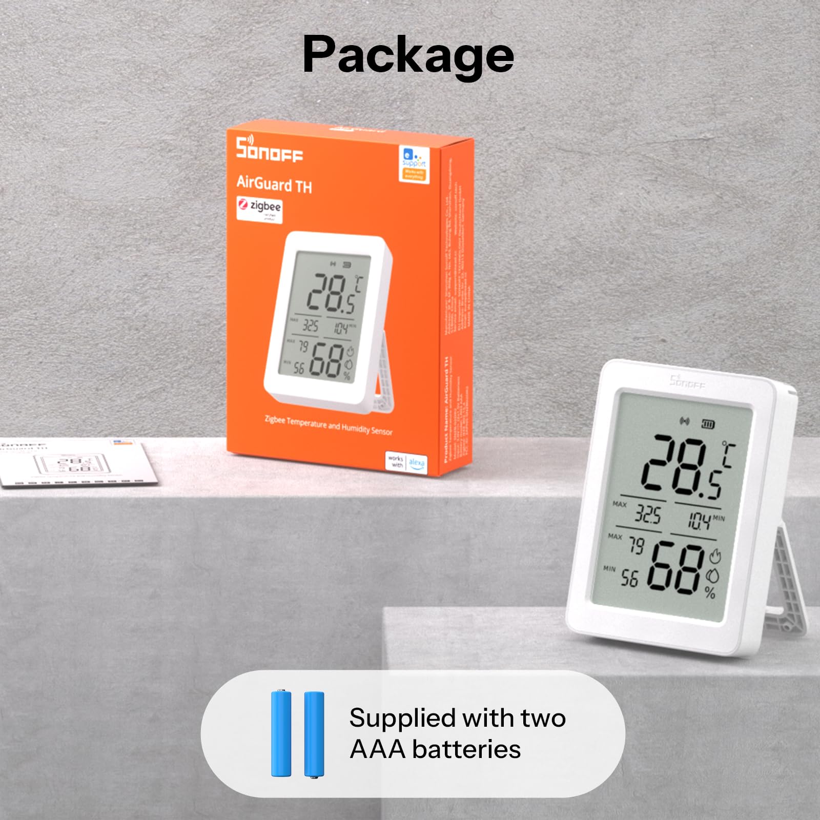SONOFF SNZB-02DR2 AirGuard TH, Indoor Smart Zigbee Temperature and Humidity Sensor, 3.6'' LCD Display, App Monitoring with charts, Notification Alerts, Data Export, Remote Data Display, 2-Pack — view 8