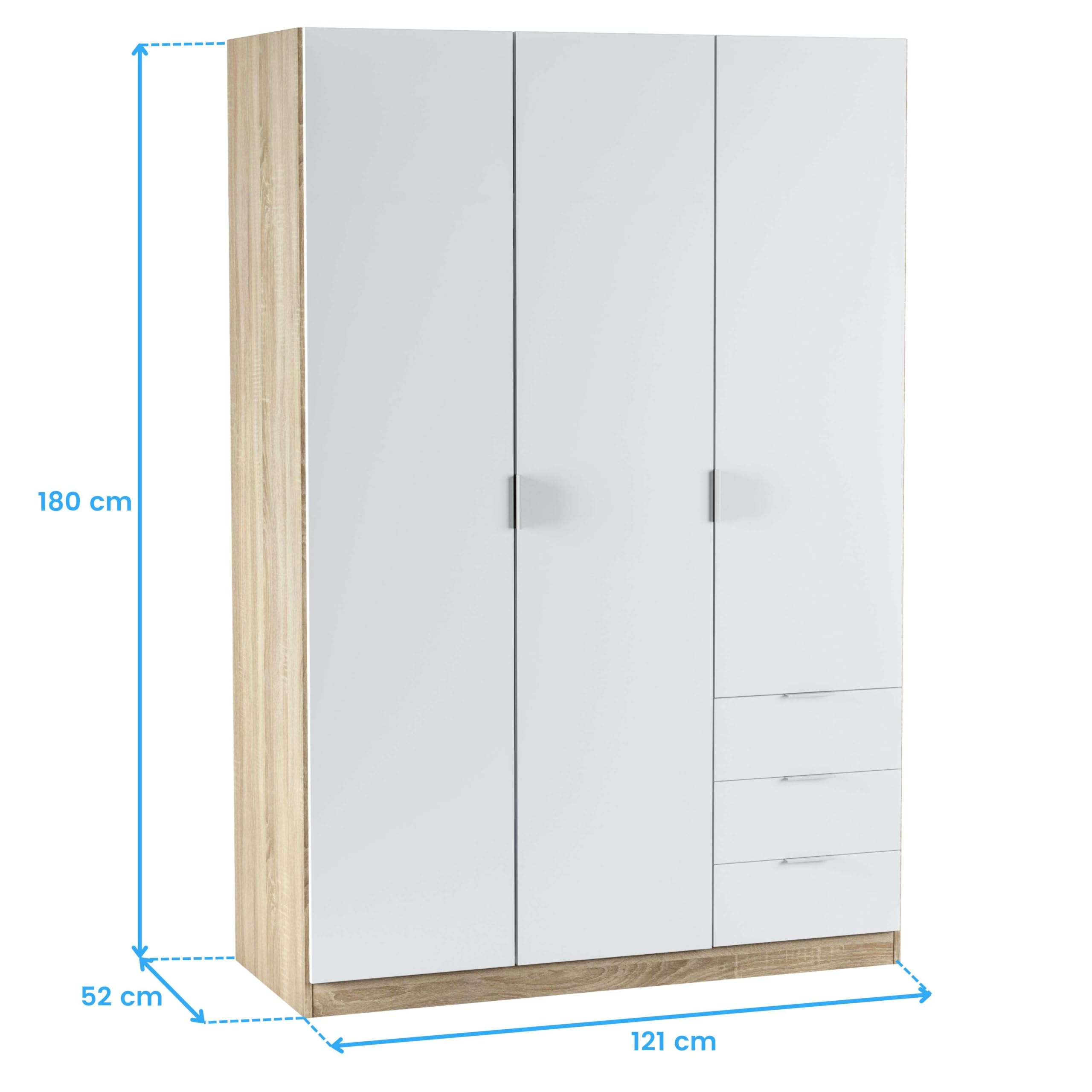Miroytengo Pack Muebles Dormitorio Juveniles Color Blanco Artik y Roble Canadian (Cabezal+mesita, Mesa+estantería y Armario)