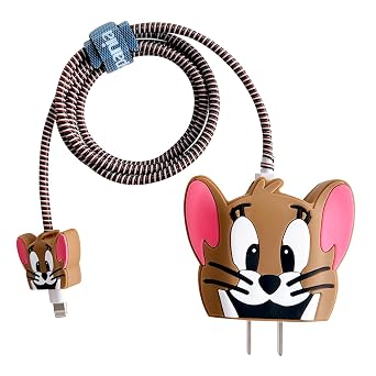 Cute Cartoon Charger Protector Case - Compatible for iPhone 18W 20W USB-C Power Adapter and Lightning Cable