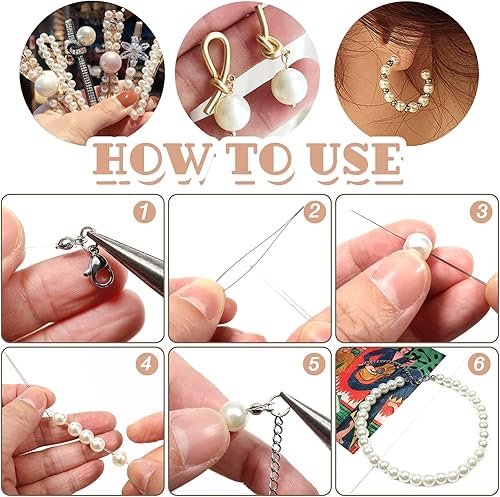 Miniatura 4 de TOAOB - 1400 cuentas de perlas blancas de 0.157 a 0.472 pulgadas, cuentas sueltas redondas de perlas de imitación con agujeros para decoración del