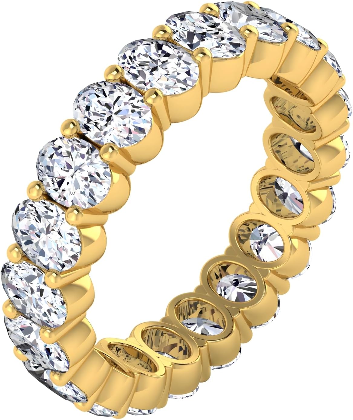 3.26 CTW Oval Cut Diamond Eternity Ring for Women in 14K White Gold/Yellow Gold | E-F Color, VS Clarity | Wedding, Anniversary, Luxury Fine Jewelry Gift | Lab-Grown Diamonds | Ring Size 6.5 - Image 3