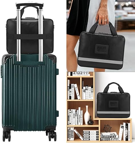 Miniatura 5 de Organizador de archivos con cerradura, bolsa organizadora de documentos ignífuga con cremallera resistente al agua, bolsa de almacenamiento de