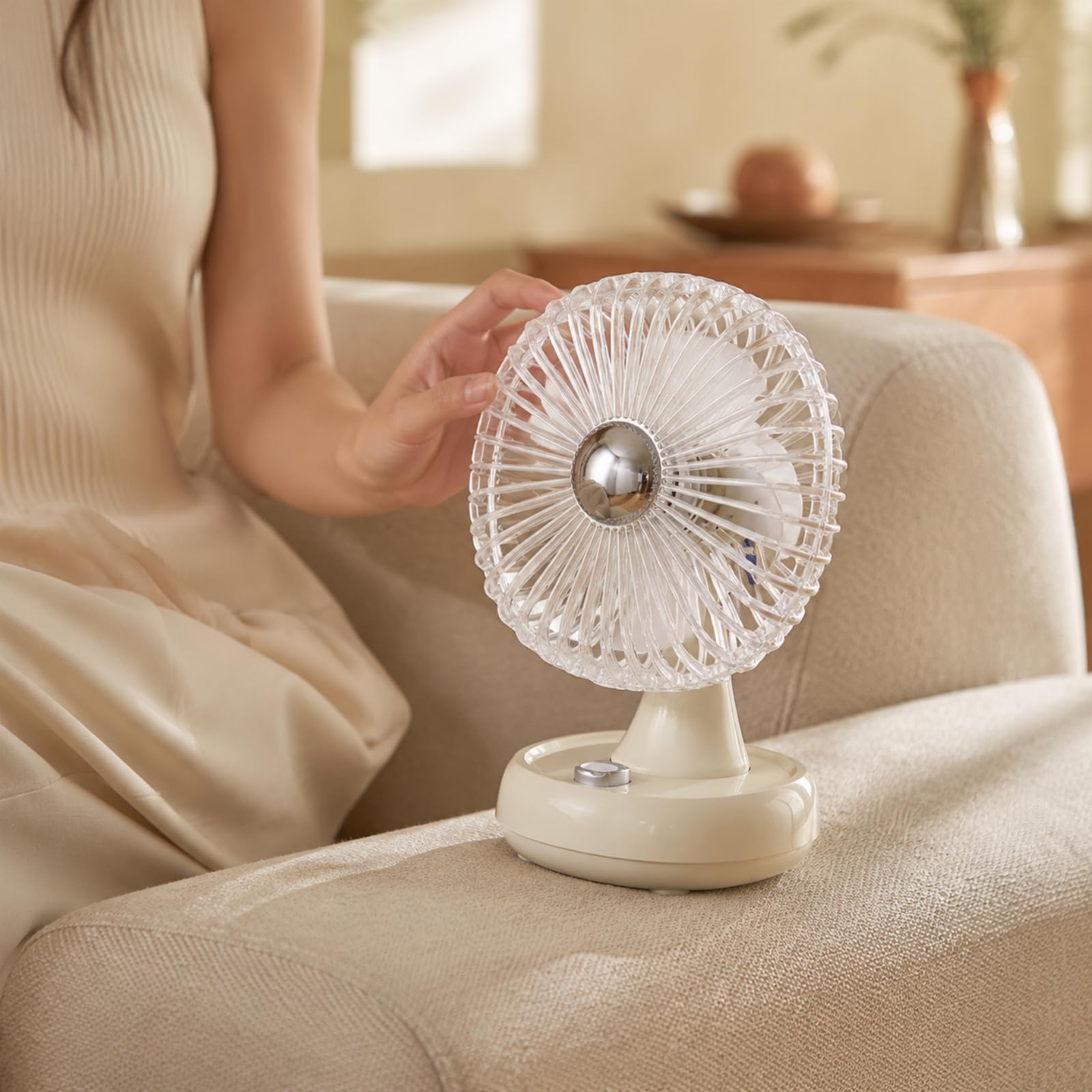 Mini Ventilateur Portable Rechargeable Silencieux Ventilateur Table USB Économique en Énergie pr Extérieur, Zone D'étu, Vert