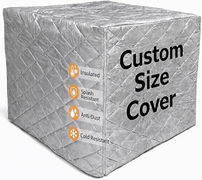 Custom Insulated Equipment Cover, Waterproof & Cold Resistant Protective Cover, Made to Measure Size, Silver Coated Oxford Fabric, Zipper Access for Outdoor & Indoor Use