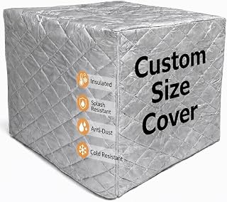 Custom Insulated Equipment Cover, Waterproof & Cold Resistant Protective Cover, Made to Measure Size, Silver Coated Oxford Fabric, Zipper Access for Outdoor & Indoor Use