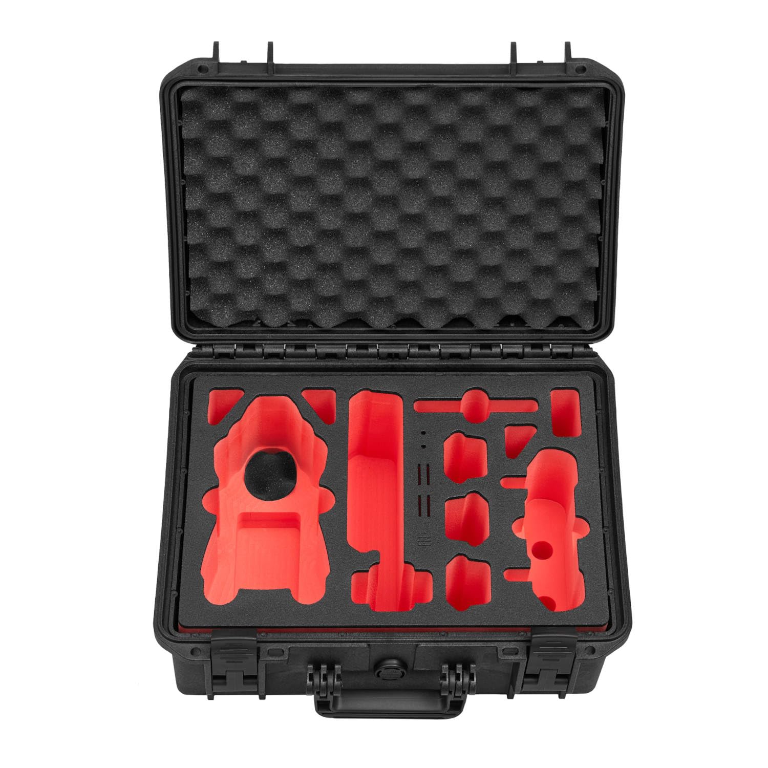 TOMcase Drohnenkoffer „Travel Edition” für DJI Air 3S Fly More Combo, Standard oder DJI RC 2 Controller, Akkus Laden im Koffer, wasserdicht Outdoor Case - deutsches Produkt (Schwarz/Rot-Schwarz)