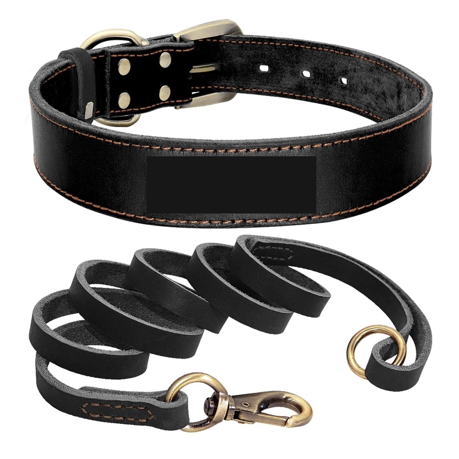 Set collare e guinzaglio for cani, taglie S/M/L | Adatto a cani di piccola e media taglia for le passeggiate quotidiane(Black collar leash,L)