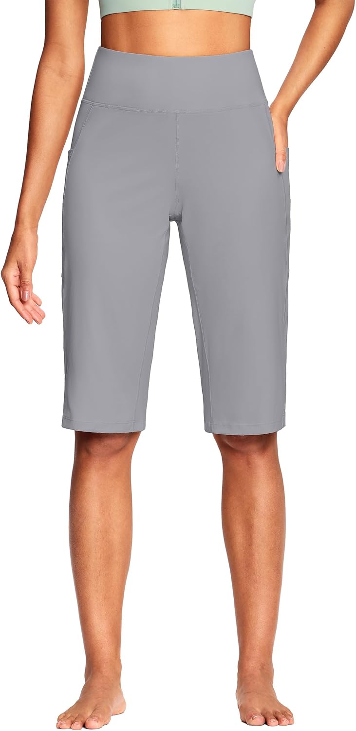 15"/ 18"/ 21" Capri Pants for Women High Waist with Pockets Women's Capris Workout Yoga Pants Loose Straight Leg