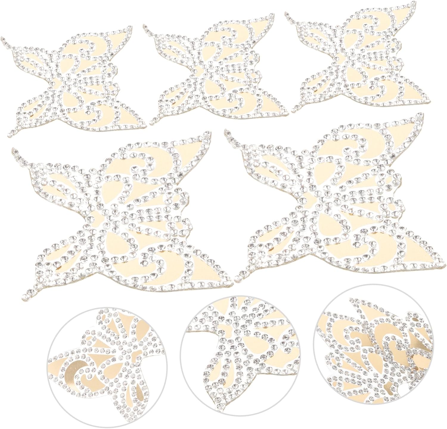 Butterfly Rhinestone Sticker for DIY 5pcs Iron-on Rhinestone Patch Decorative Clothing Embellishments Multi-Function Hat Accessories