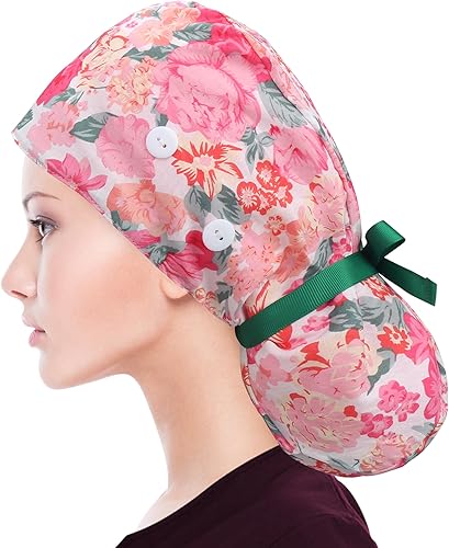 Miniatura 116 de ABAMERICA Gorras quirúrgicas para mujer, gorro de enfermera, soporte funcional para cola de caballo para cabello largo, individual o forrado