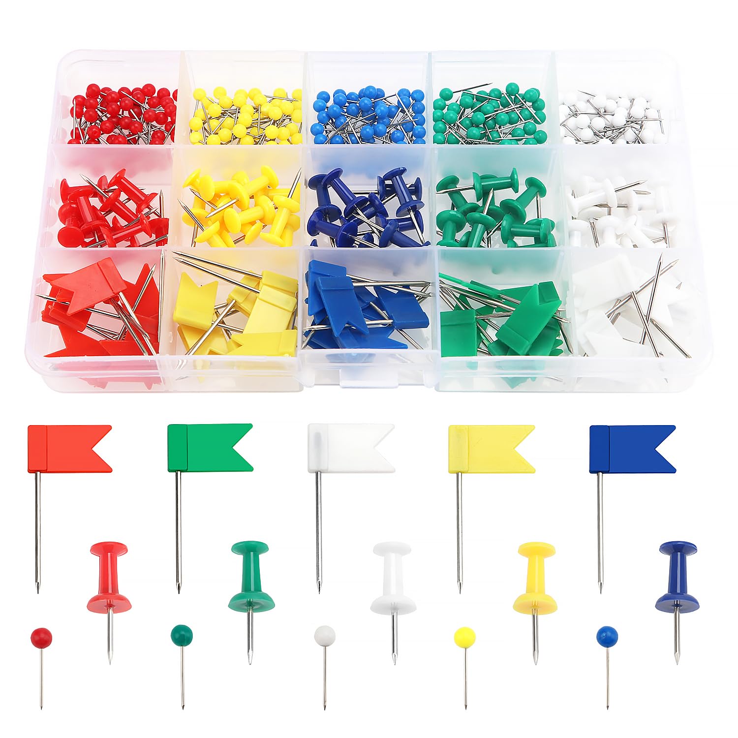 Punaises Multicolores Fodlon - Lot De 100, Tête Plastique Pour Tableau Liège (5 Couleurs)
