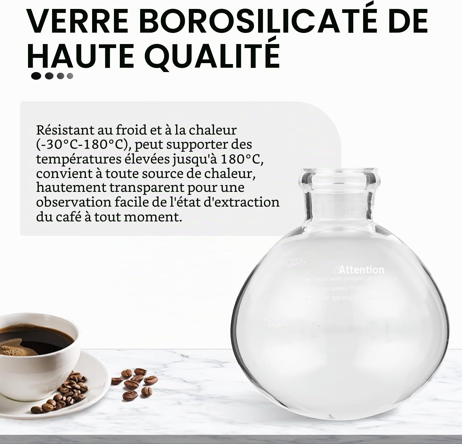 YUCHENGTECH Cafetière à Siphon à Café,Vitreux, 5 Tasses (600ml)