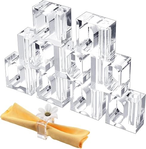 Miniatura 8 de Meanplan 12 servilleteros de flores de acrílico transparente, juego de floreros cuadrados a granel para bodas, decoración de mesa de banquetes de
