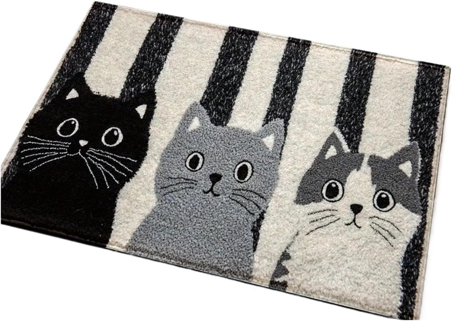 Cute Cat Flannel Floor Mat Household Toilet Decorative Dirty Resistant Easy Care(50X80CM)