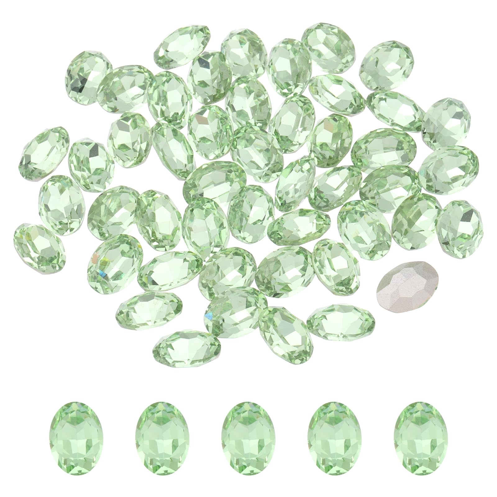 Strass ovales à facettes vert clair pour personnaliser vos chaussures et robes de soirée