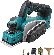 MaxEarn Cordless Electric Planer Wood, Automatic Wireless Planer for Makita 18V Battery, 82mm Planer Width 0-2mm Cutting D...