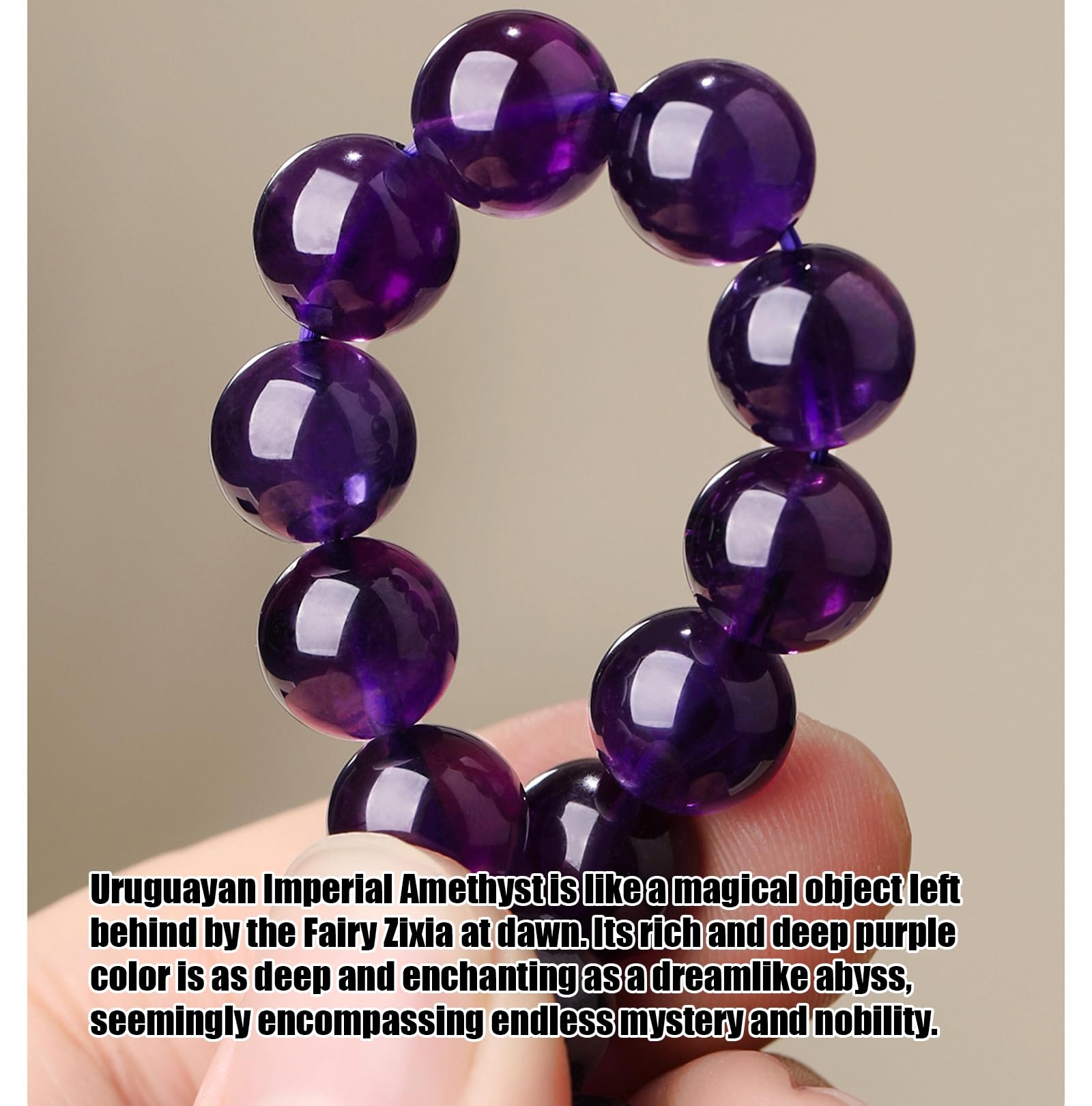 Natürliches rohes uruguayisches Amethyst-Armband, Unisex-Energiearmband „Neun lila spirituelles Feuer, Premium-Heilstein-Armband mit Amethyst-Kristallpunkten,7mm