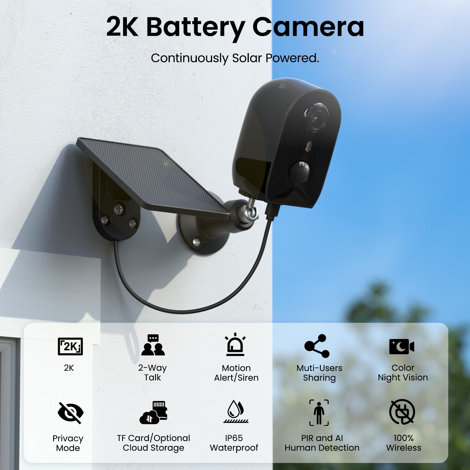 AOQEE Camera Surveillance WiFi Exterieure sans Fil 2.4G WiFi (Lot de 2)