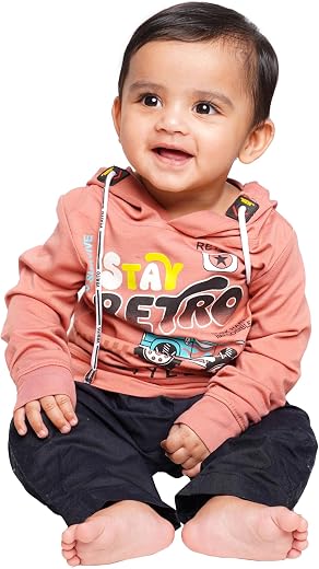 CocoBelle NYC Baby Boys Long Sleeve Hood Neck T-Shirt Printed (6months-12months) Multicolour