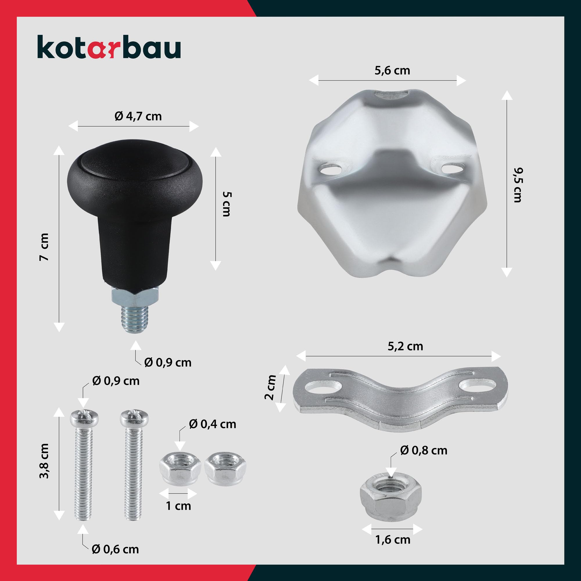 KOTARBAU® Gałka na Kierownicę - 5 cm - Kulka na Kierownicę - ⌀ 4,7 cm - Uchwyt do Traktora - Ciągnika - Maszyn - Uniwersalna