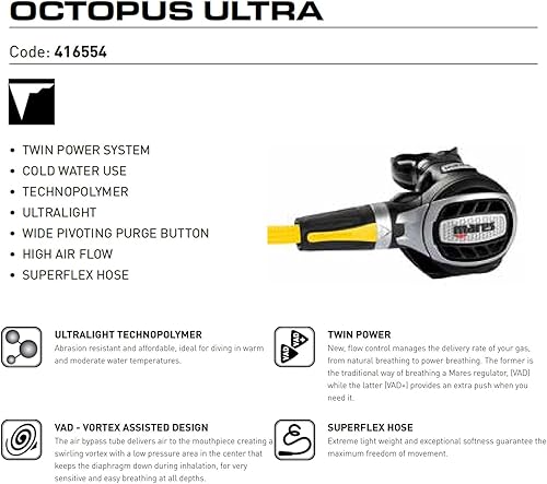 Miniatura 7 de Mares Ultra Scuba Diving Compact 2nd Stage Octopus Regulator