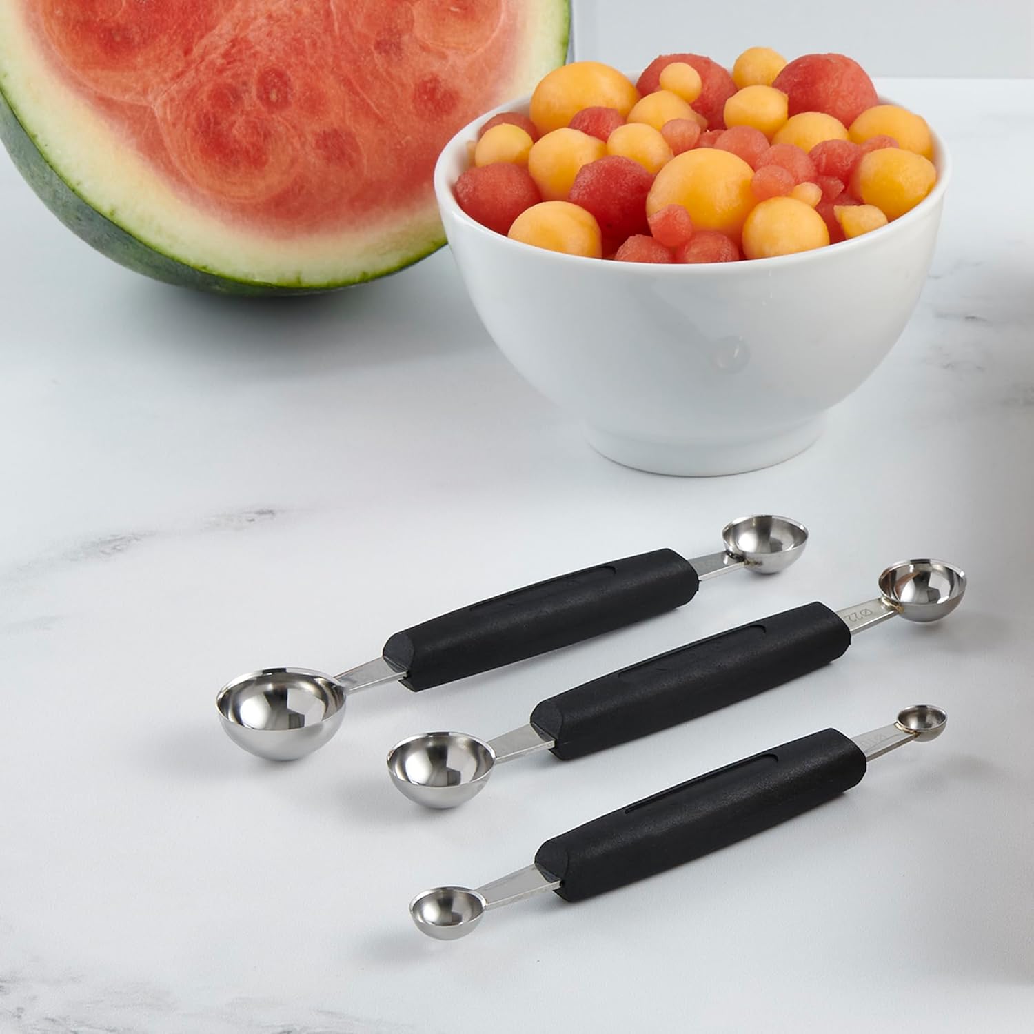 Cutlery-Pro Melon Baller Set, Cat Cora Approved, Soft-Grip Non-Slip Handle, 18/8 Stainless Steel