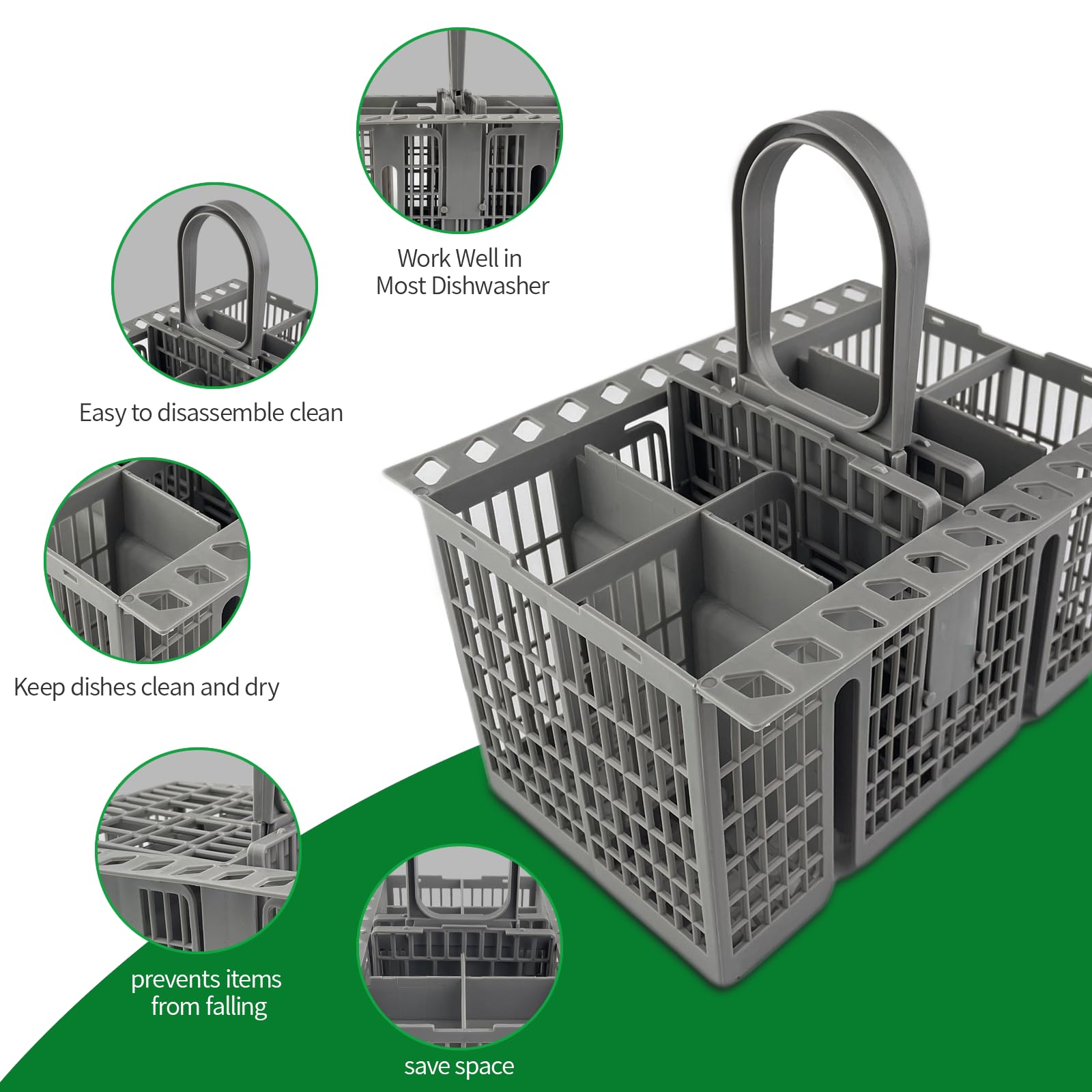 TERRARIDE Cesta para cubiertos para cesta inferior 22,5 x 21 x 16 cm para Hotpoint, Indesit,Whirlpool Bauknecht Ikea 488000386607,99673-8729,C00257140,C00386607 - Cesta para lavavajillas — view 2