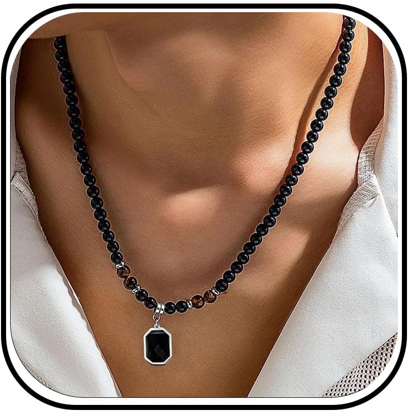 Necklace for Men Puka Shell Necklaces Men Jewelry Gifts Surfer Mens Necklace Beaded Choker Beach Jewelry Gift for Dad Son Husband Summer Beach Accessories
