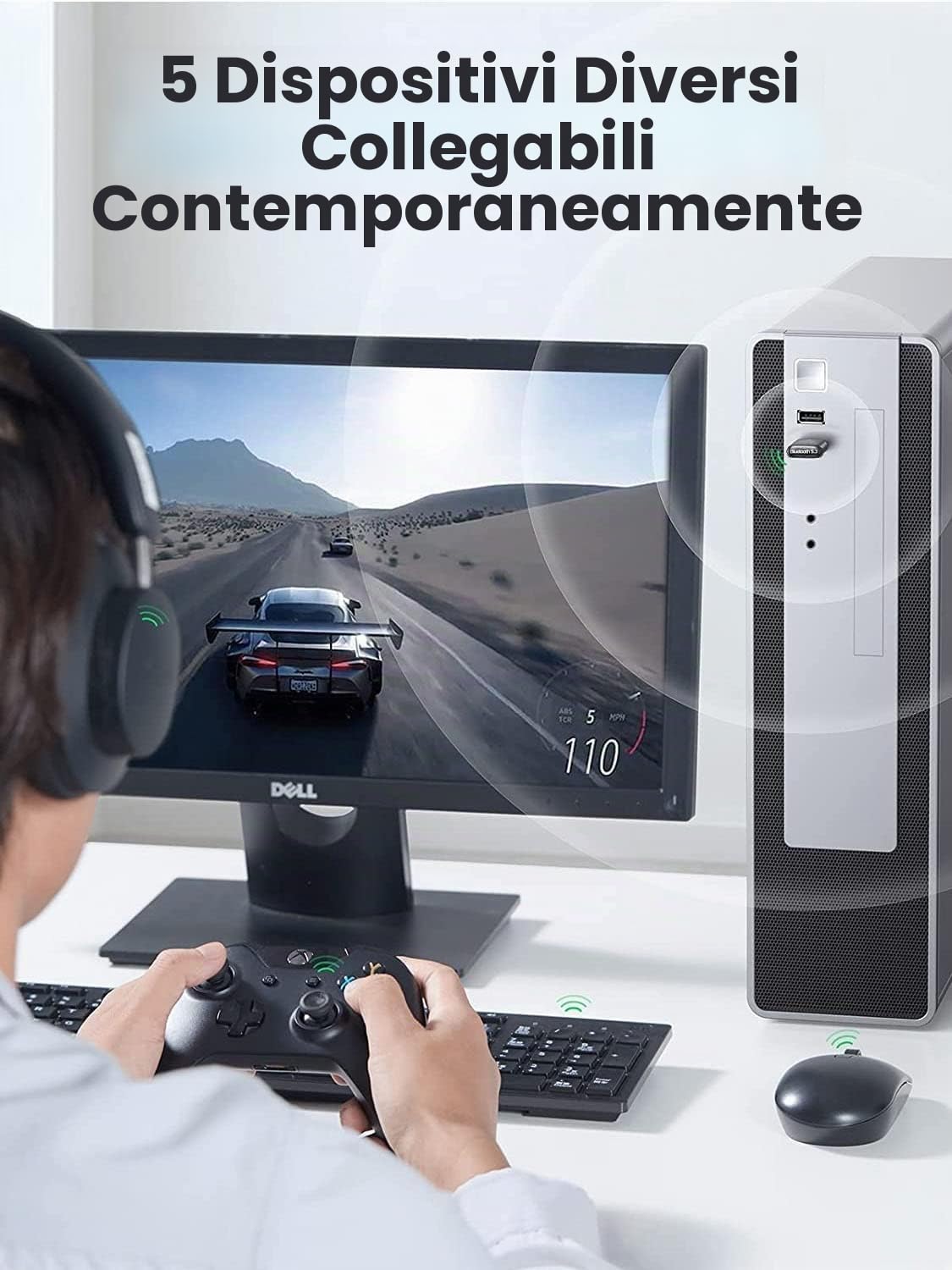 Adattatore Bluetooth 5.4 USB per PC, chiavetta USB Bluetooth 5.4 Dongle EDR per Laptop Desktop Computer, supporta Windows 11/10/8.1/7