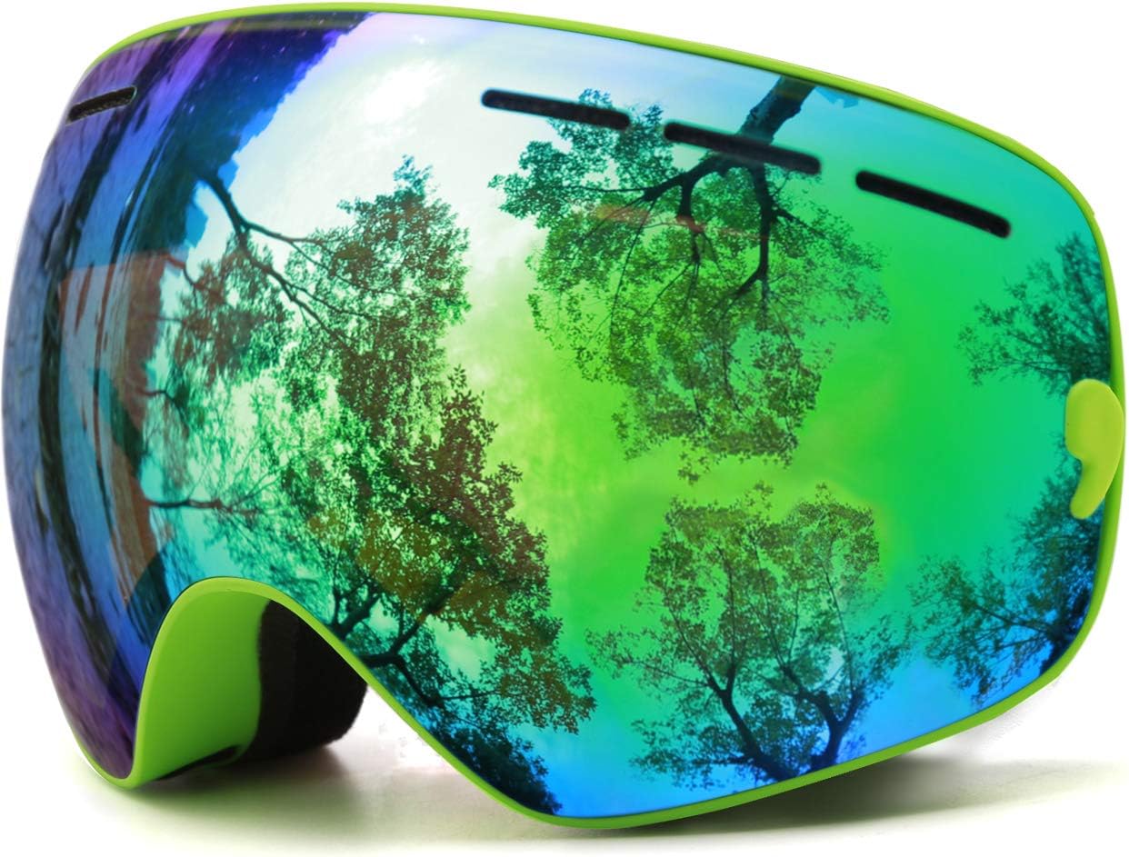 Juli Kids Ski Goggles,Interchangeable Double Layer Spherical Lens,OTG Anti-Fog Snowboard Skate Snow Goggles Age 4-16 4300