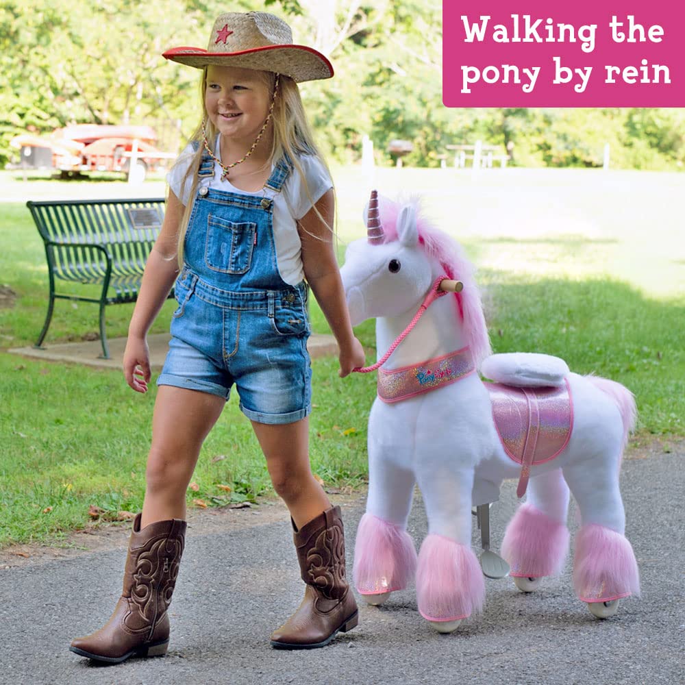 PonyCycle Caballo con Ruedas - Rosa Riendas (Longitud 85 cm)