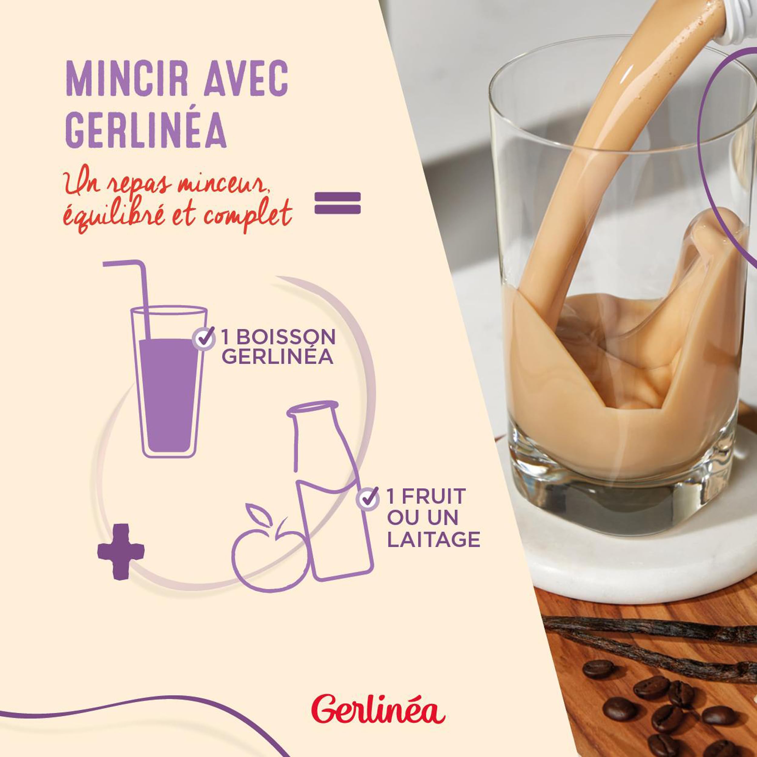 Gerlinéa - Boisson saveur Vanille - Repas à Boire Equilibré et Complet - Riche en Protéines - Sans Huile de Palme - 4 Repas - 4 x 236 ml (Lot de 2)