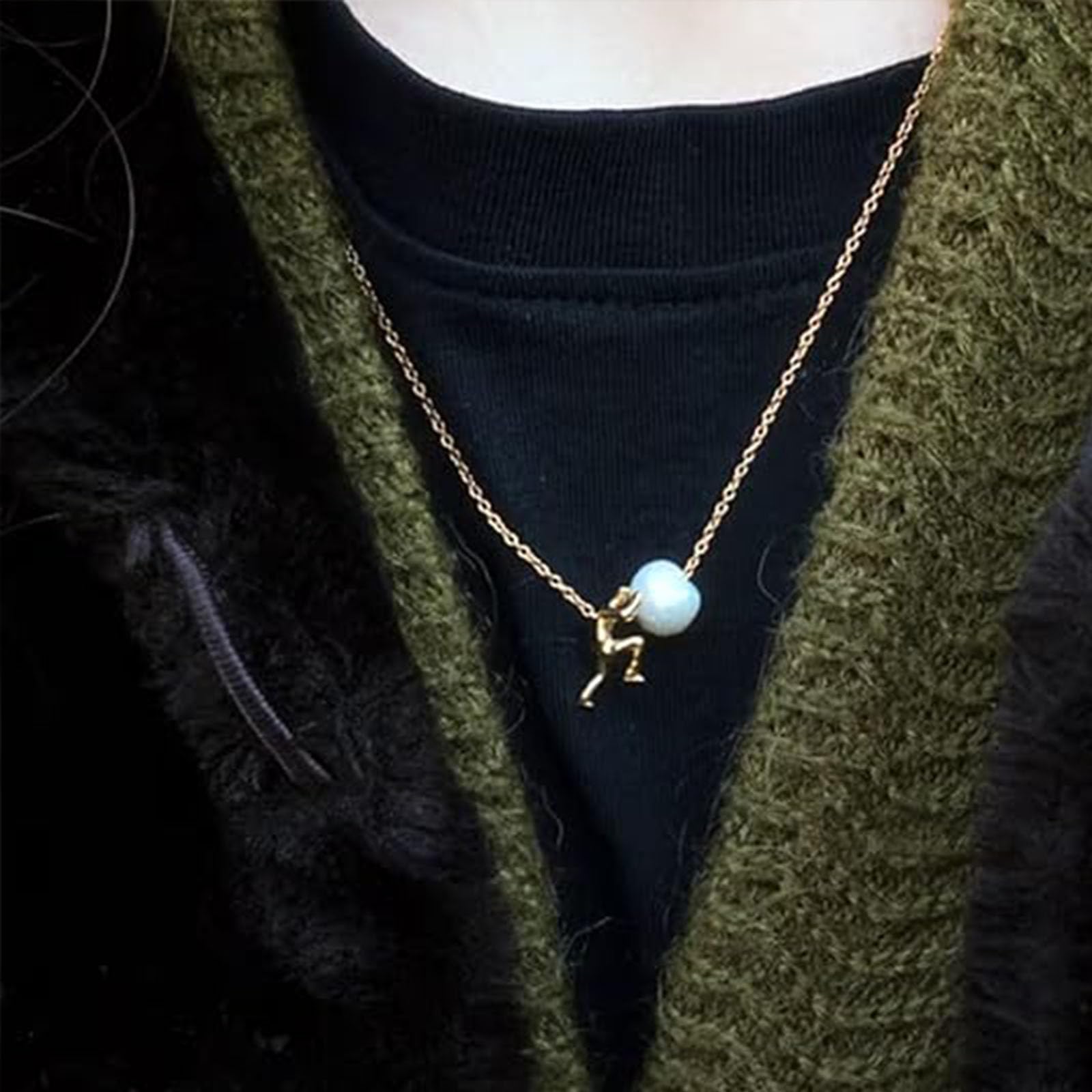 Générique Collier Sis-yphe, L'Ascension éternelle porté près du cœur, Pendentif mythologie inspirant symbolisant la persistance et la force, Cadeau pendentif résilience, Transmettez « Je t'aime »