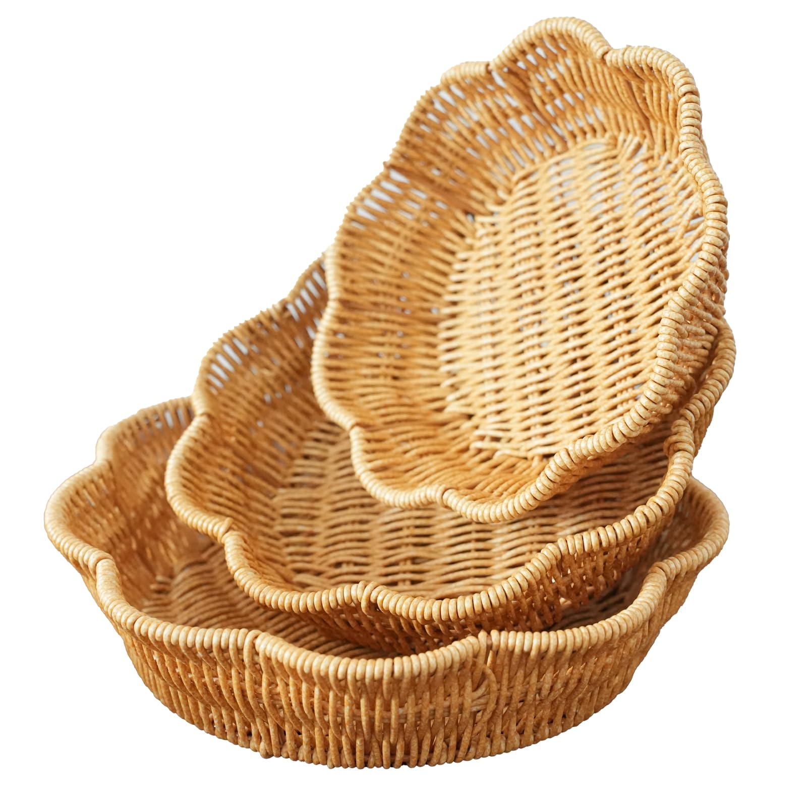 Vintage Imitation Rattan Wicker Picnic Basket Set of 3 Sizes