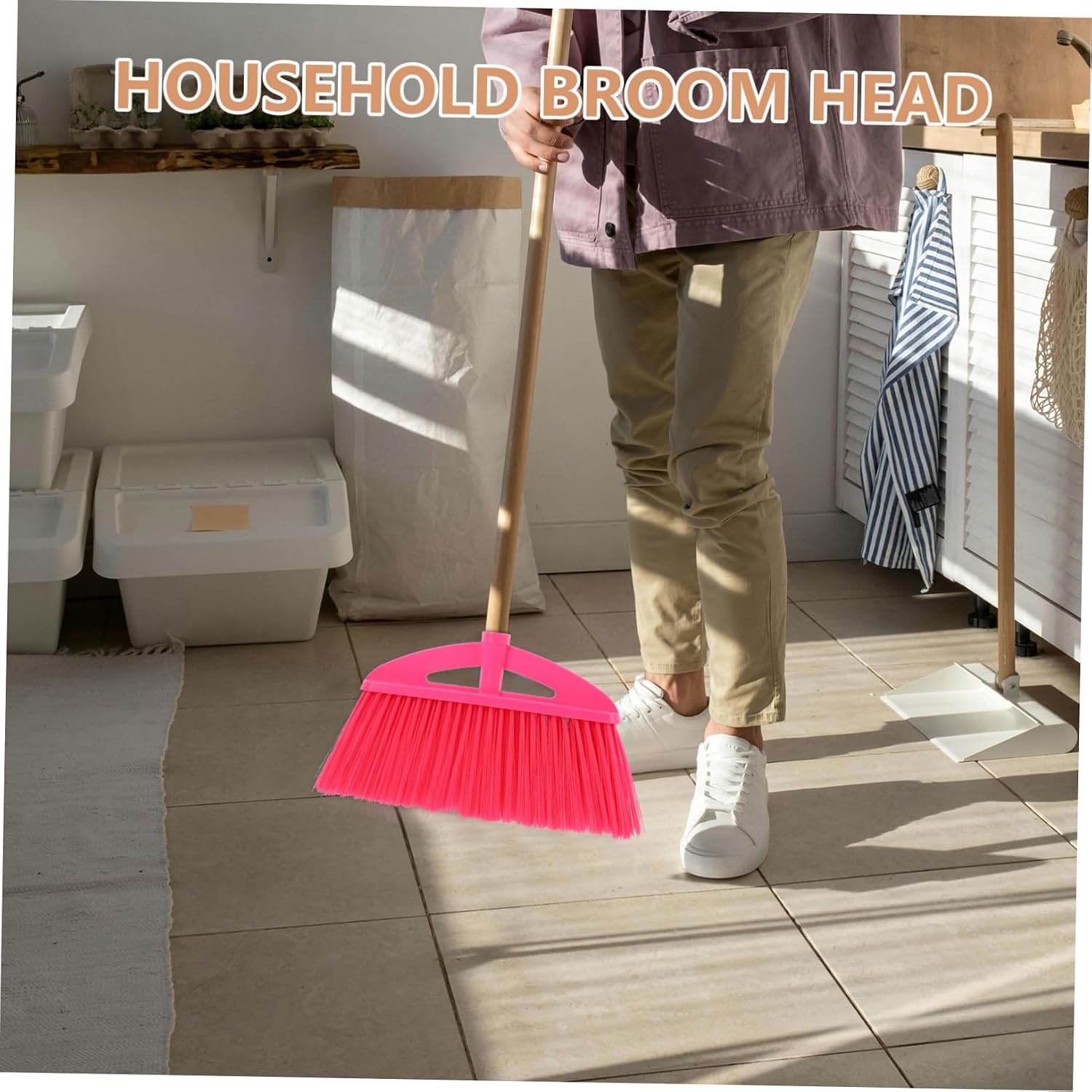 2pcs Heavy-Duty Plastic Broom Head Replacement Cleaning Broom Head for Efficient Sweeping Wood Floors Tiles and Carpets