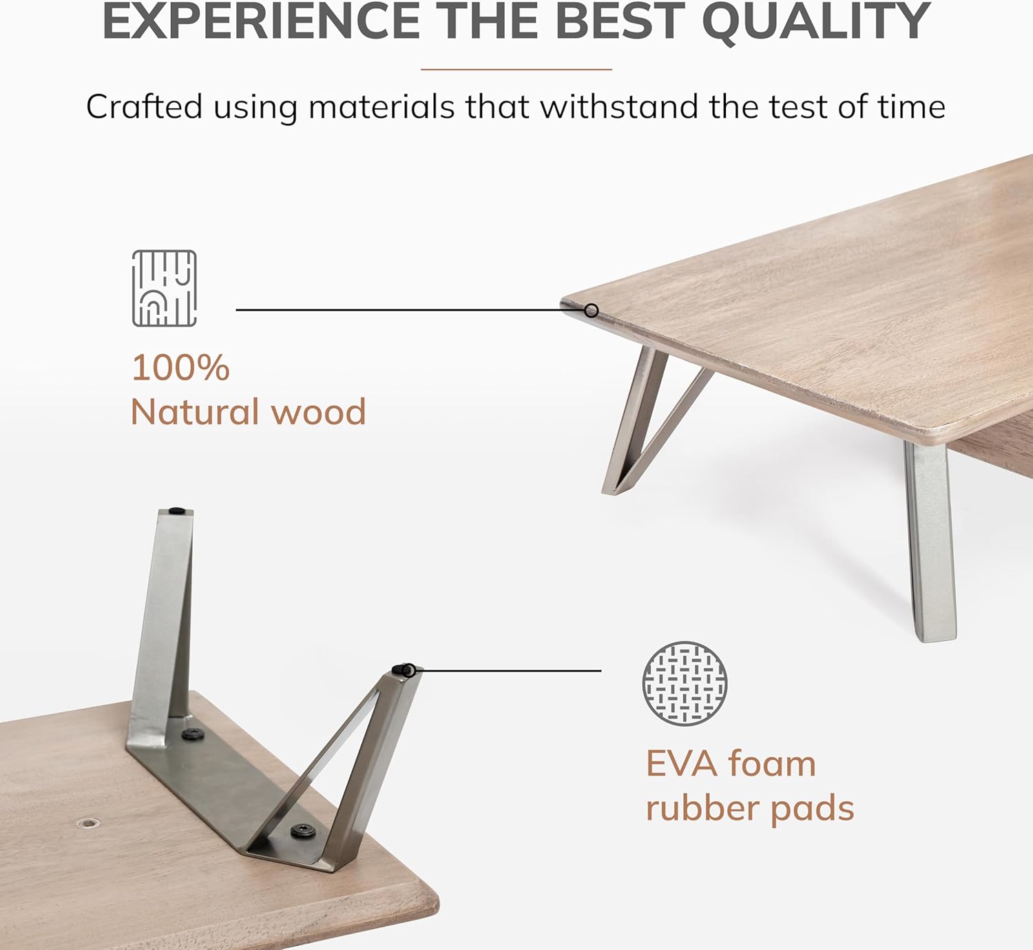 Anji Mountain Monitor Stand - Desktop Organizer & Laptop Riser, Ergonomic Monitor Riser, Space-Saving Monitor Stand for Desk, Durable Construction, Easy Assembly, Ideal for Home & Office,Biscotti