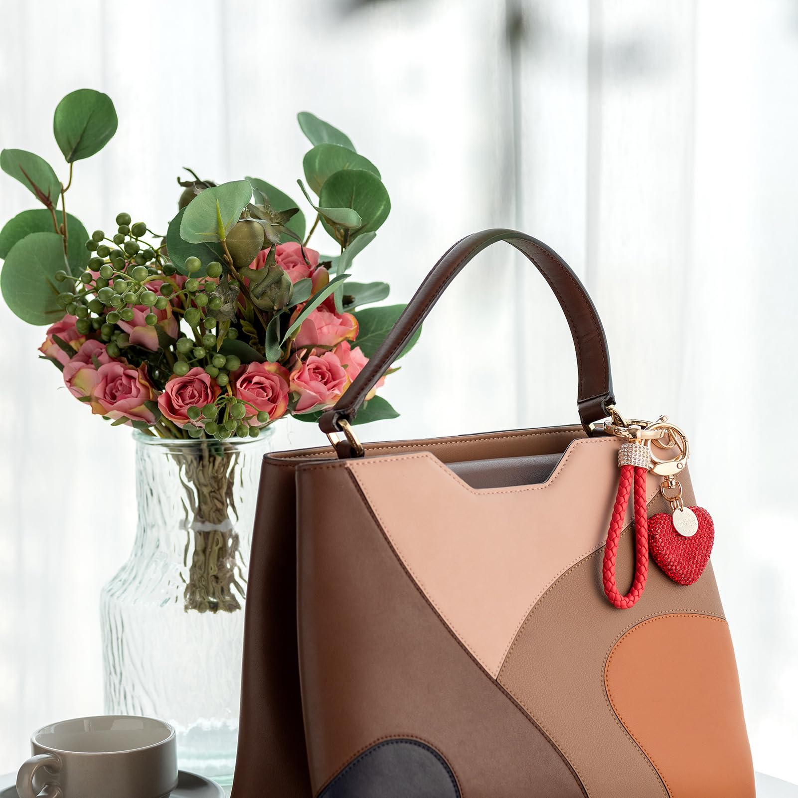 CHUQING Portachiavi a forma di cuore Portachiavi per auto Portachiavi con strass glitter Regalo per coppie, San Valentino, Natale