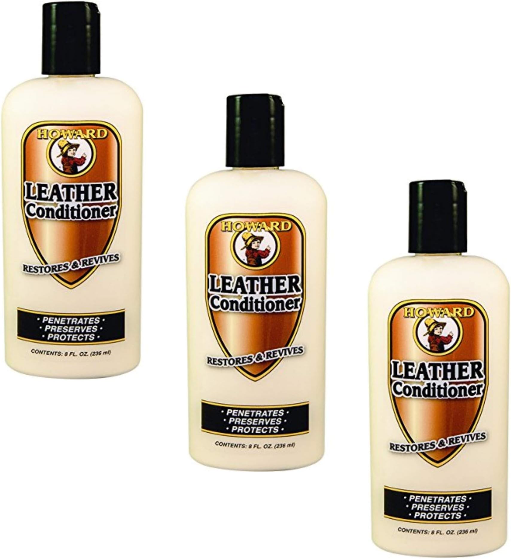 HowardLC0008 Leather Conditioner, 8-Ounce - 3 Pack