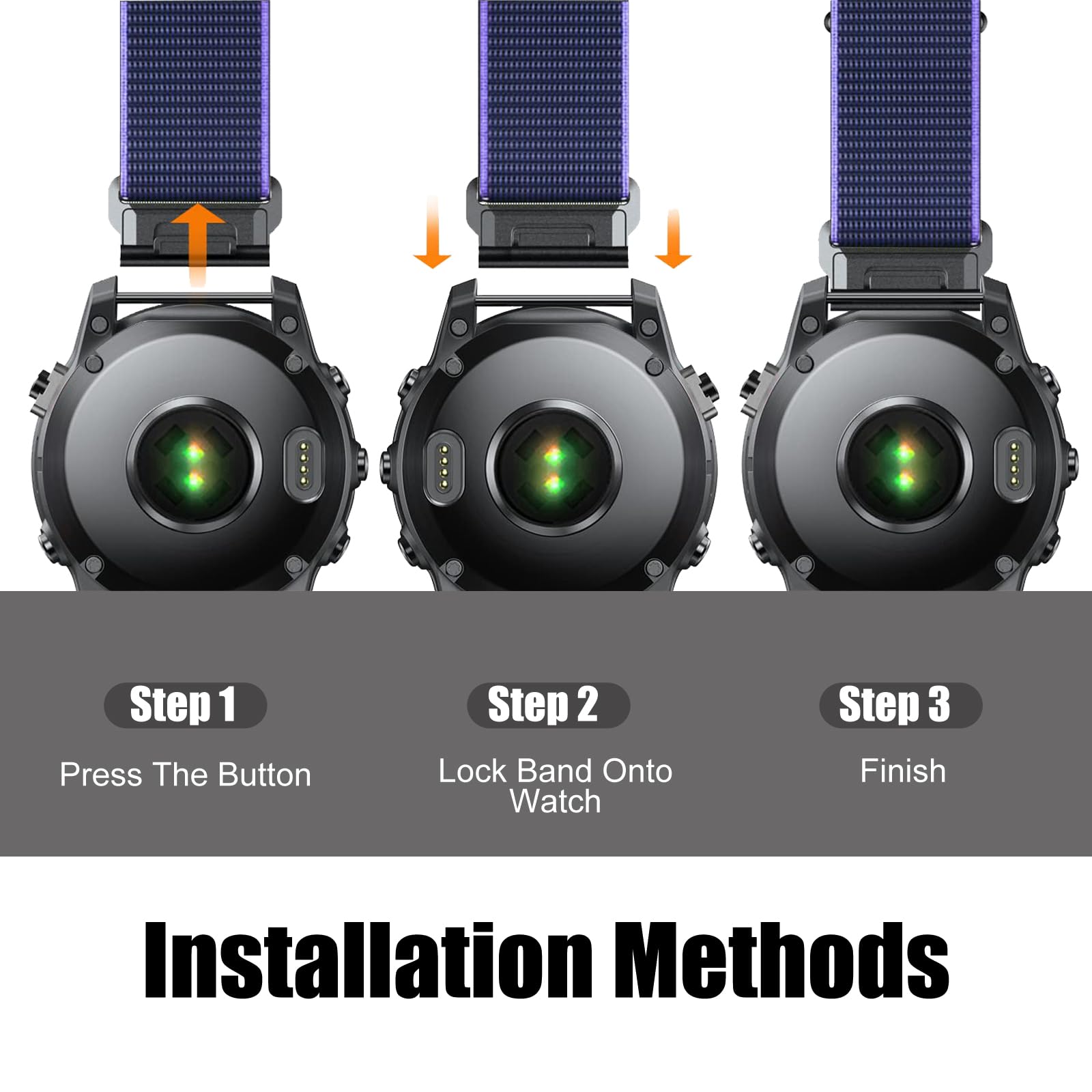 Nylon QuickFit Armband 26mm Für Garmin Fenix, Epix, Enduro – Klettverschluss, Dunkelgrün