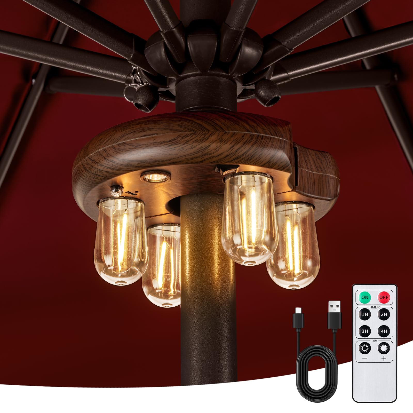 dark or light patio umbrella OPOIRA Wood Grain with Remote Control, Rechargeable Cordless LED Edison Bulbs Pole Light with 10 Brightness Levels for Garden, Patio, Backyard, Camping BBQ (1 Pack) term stability Crank lifting Daily Multi-Pocket Canvas Tote AGV K3 Full Face Helmet Space Matte White/Red Fluo Color:HARN PINK