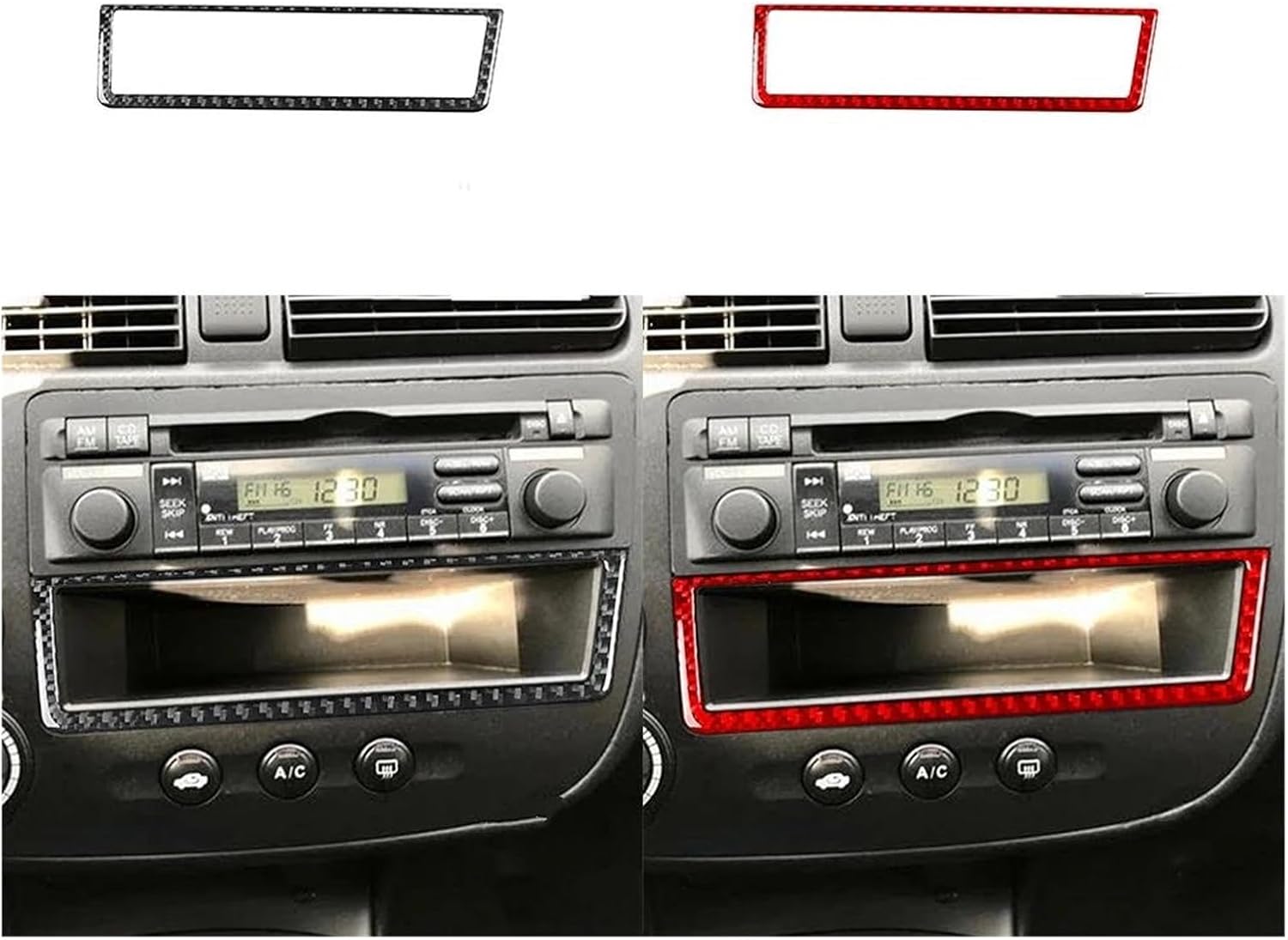 コンソールパネルトリム シビック 2002 炭素繊維ラジオパネル収納フレームパネルトリム車内装飾ステッカー コンソールデコレーション