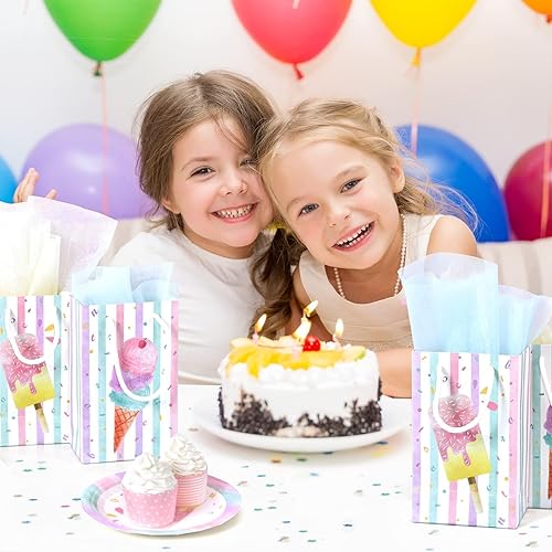 Miniatura 7 de WERNNSAI 16 bolsas de regalo para fiestas de helados, bolsas de regalo para decoración de fiesta de cumpleaños, para niñas, niños, suministros de