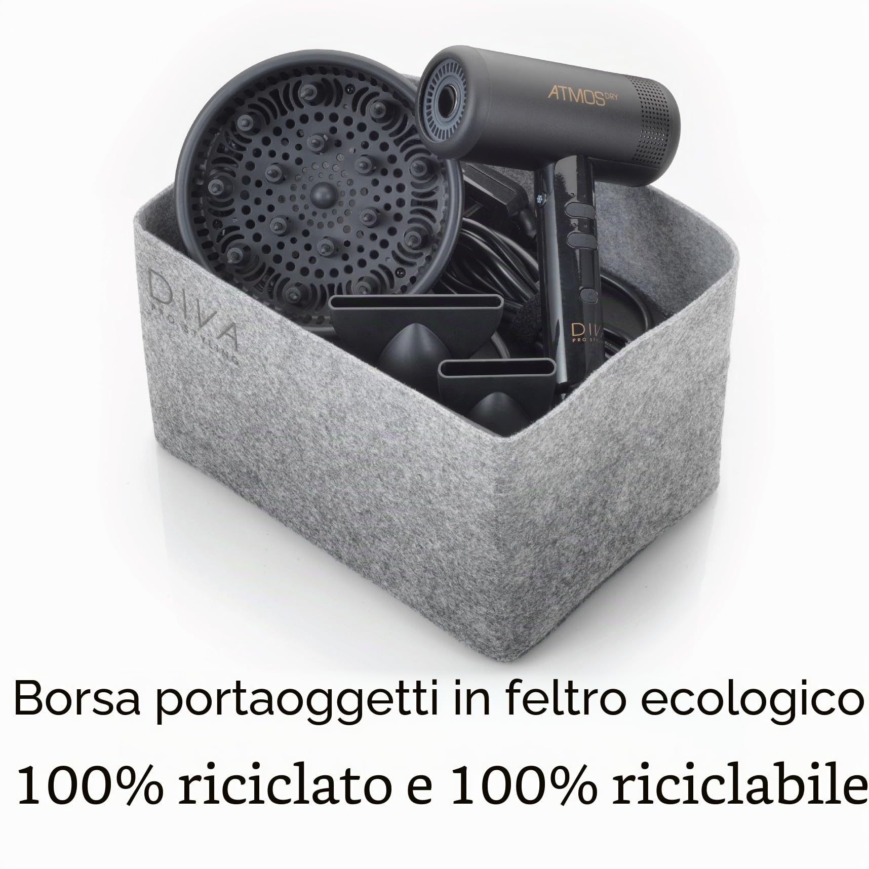 Asciugacapelli con diffusore compatto Diva Pro Styling Atmos Dry - Ultra potente, leggero e incredibilmente silenzioso