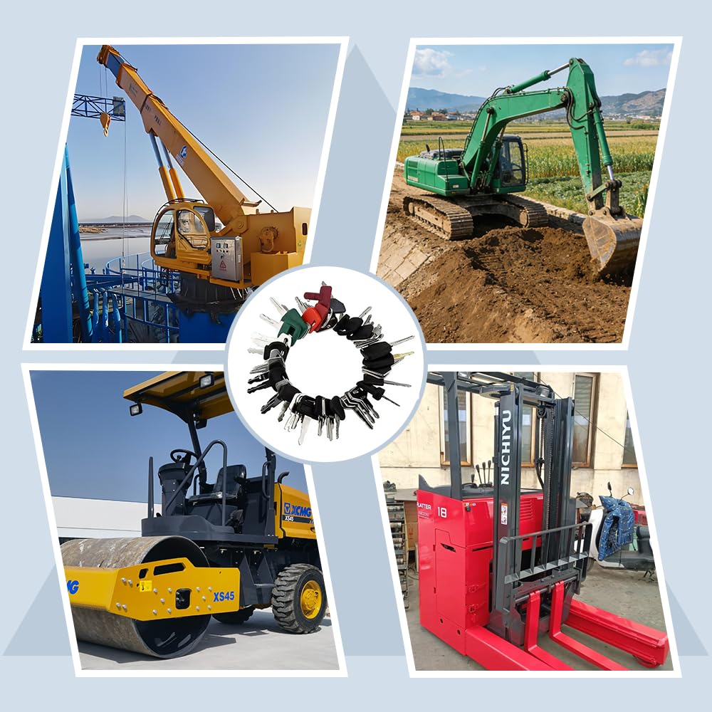 Lot de 42 clés pour engins de chantier - Clé d'allumage - Clé de démarrage - Clé de pelleteuse - Clé d'allumage - Clé d'allumage - Machines de construction pour Cat Komatsu Kubota Hitachi Takeuchi