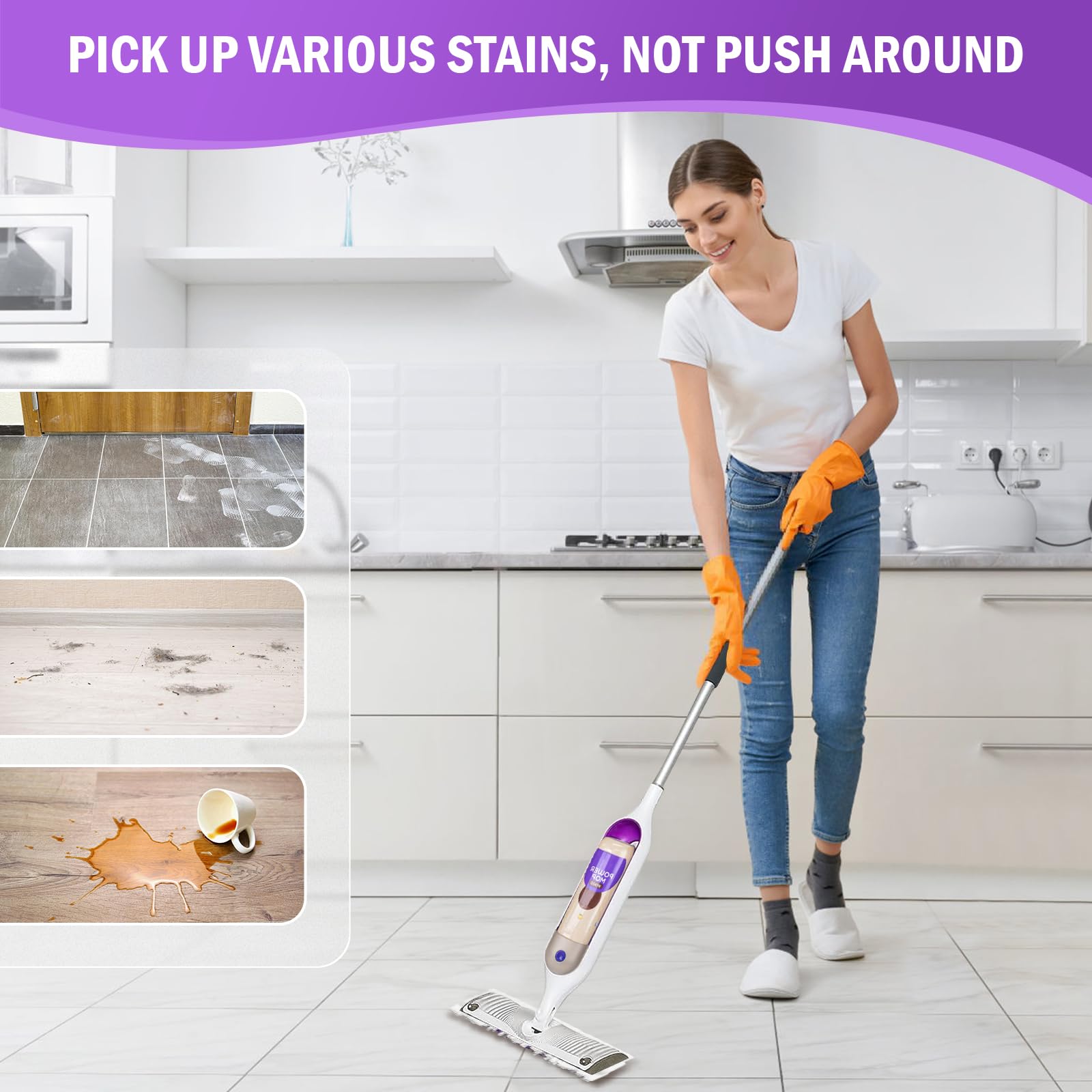 Paquete de 15 almohadillas desechables para fregona Swiffer Power Mop multisuperficie y mopa de madera PowerMop, almohadillas PowerMop de repuesto para limpieza de suelos
