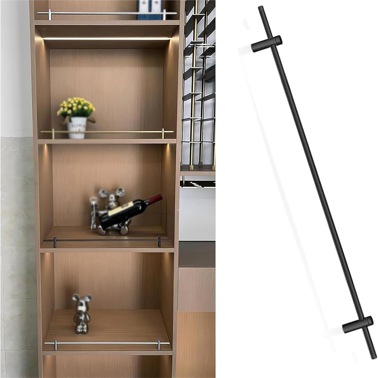 2 4 6 8 10 Pack Metal Shelf Guard Rail Decorative, 38 36 30 28 24 20 16 14 12 10 8 Inch Anti-Fall Fence Set Enclosure, for Bookshelf, Shoe Racks, Kitchen Cabinets(10 Pack,19 in/48 cm)
