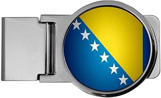 ExpressItBest Premium Money Clip - Flag of Bosnia Herzegovina Bosnian - Round Design
