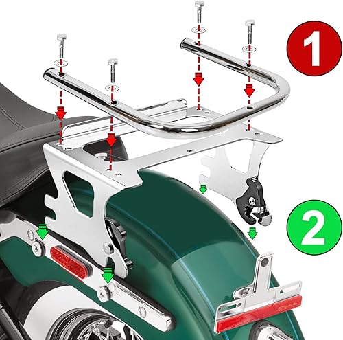 Miniatura 3 de Dasen Two-Up Tour Pack - Portaequipajes de montaje Quick-Deatach con kit de accesorios de acoplamiento compatible con Harley Touring Road Glide